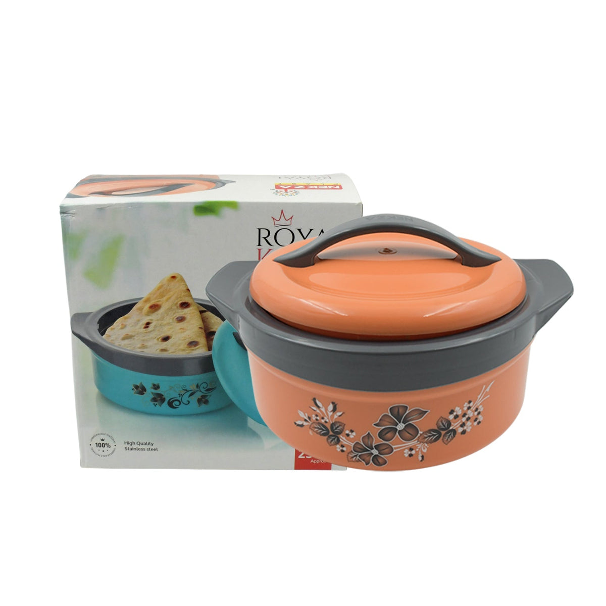 Insulated Casserole Box – Floral Steel Hot Pot 2500ml – detail view