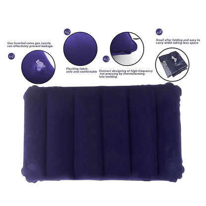 Inflatable Travel Pillow – Velvet Air Comfort (Blue) – detail view