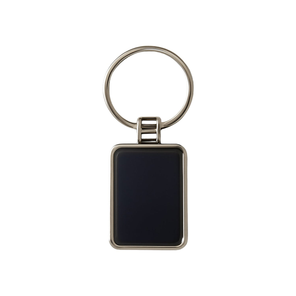 Rectangular Metal Keychain – Durable Black & Silver Design – alternate view