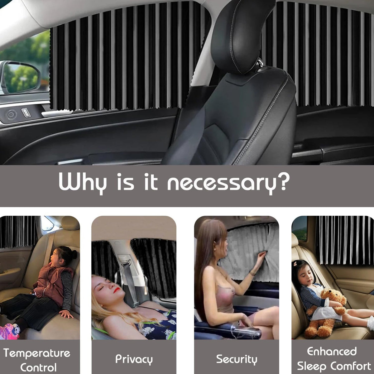 Car Window Sunshade – 4 pcs Magnetic set for UV & Privacy – detail view