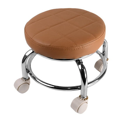 Rolling Stool with Steel Base & Cushioned Seat – Indo Glow – alternate view