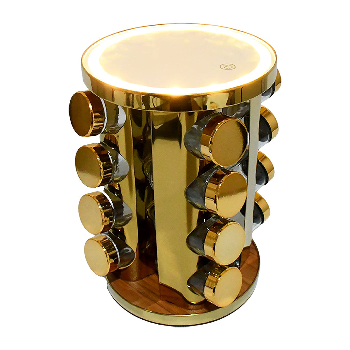 Rotating Spice Rack – LED Illuminated, 16 Jars, Golden – alternate view