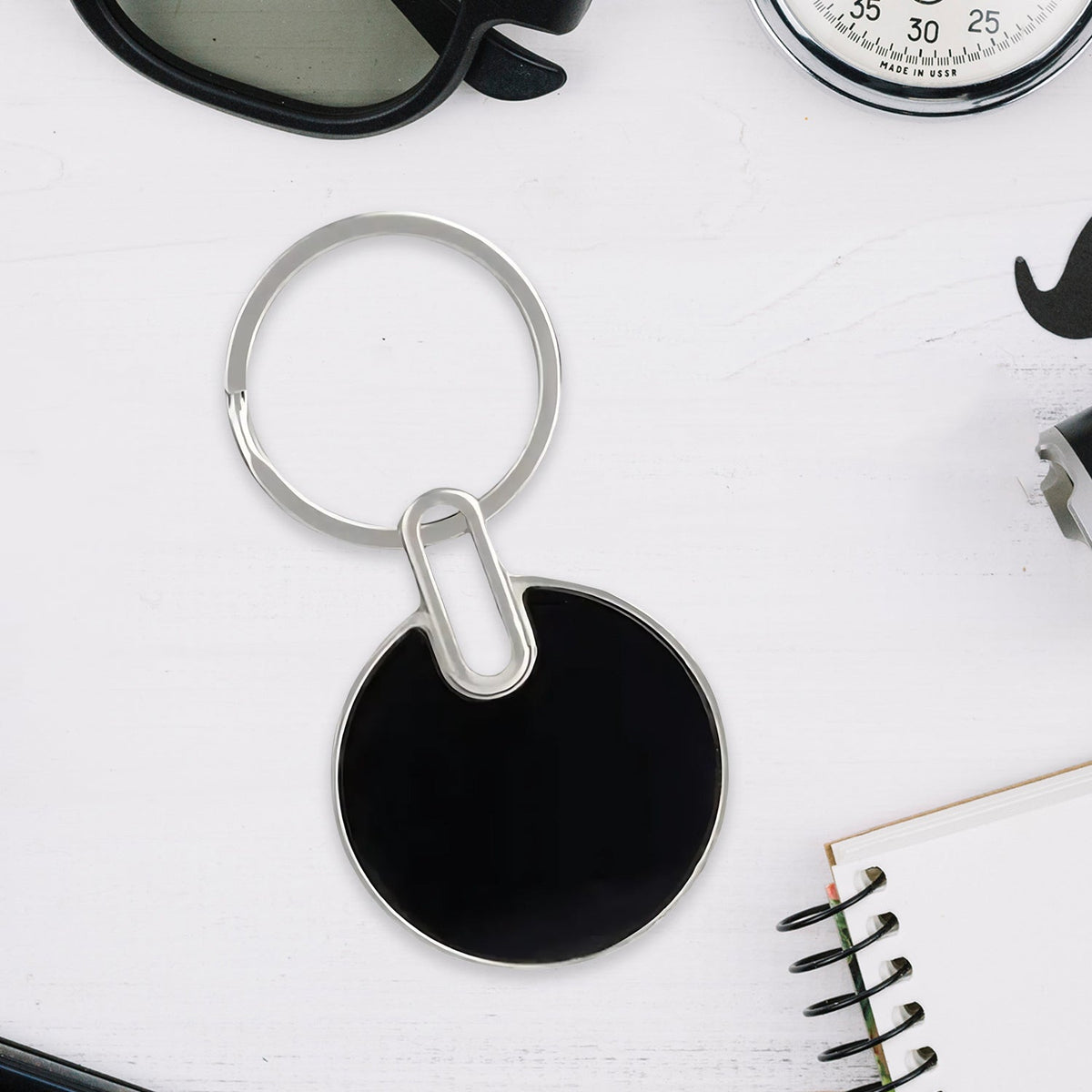 Black Round Metal Keychain – Durable Minimalist Key – view 6