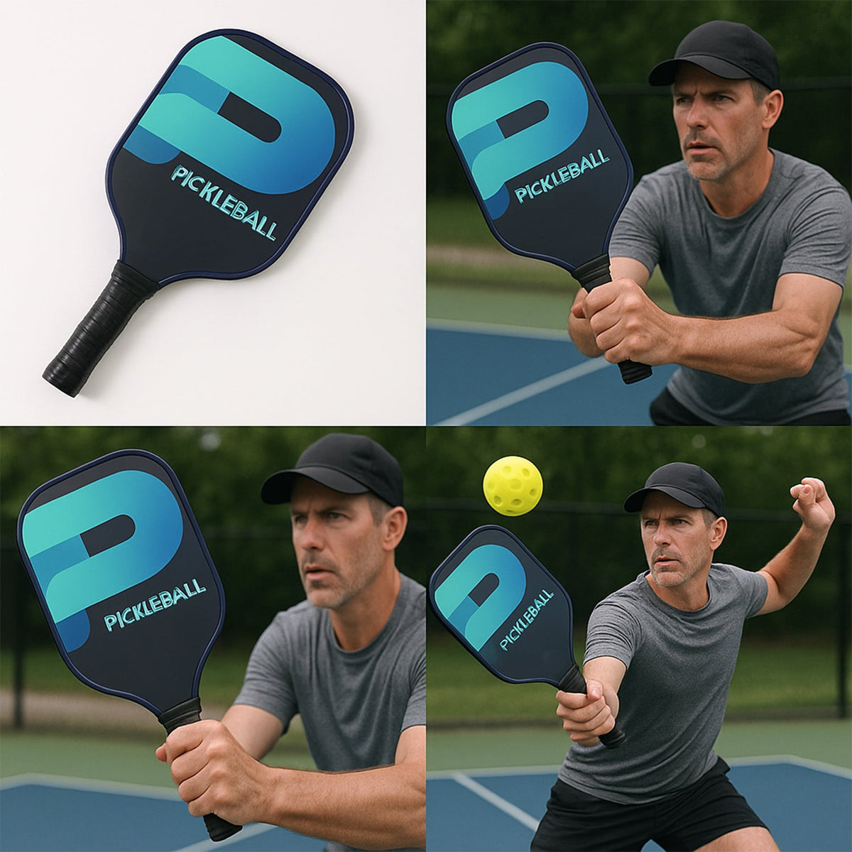 Fiberglass Pickleball Paddle – Cushioned Grip – detail view