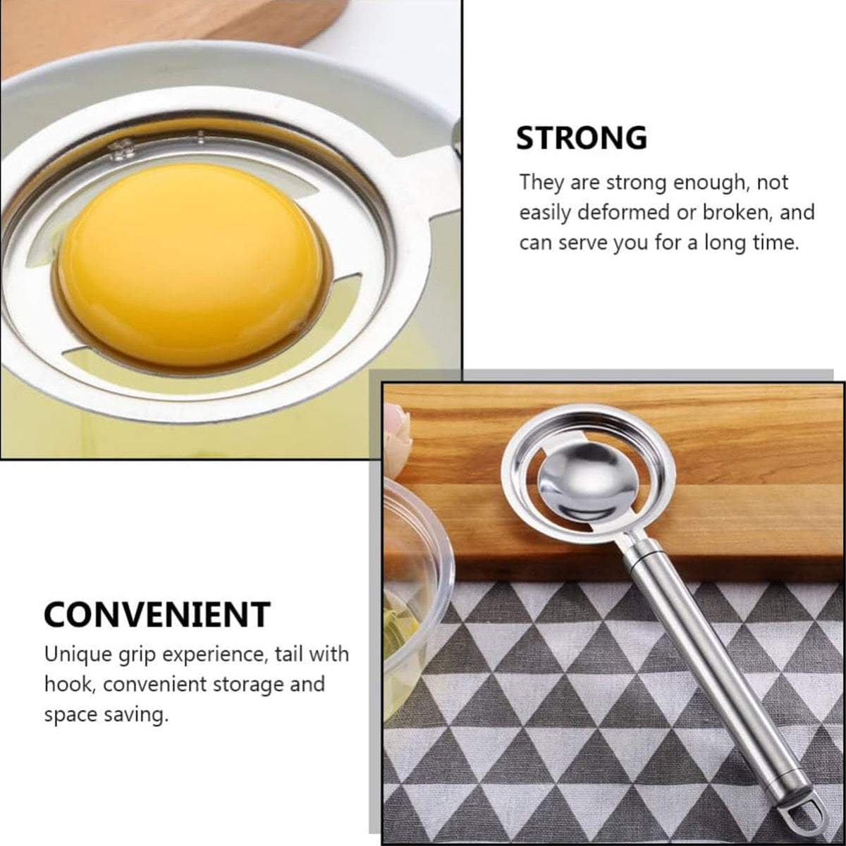 Egg Separator – Stainless Steel Yolk Filter – view 7