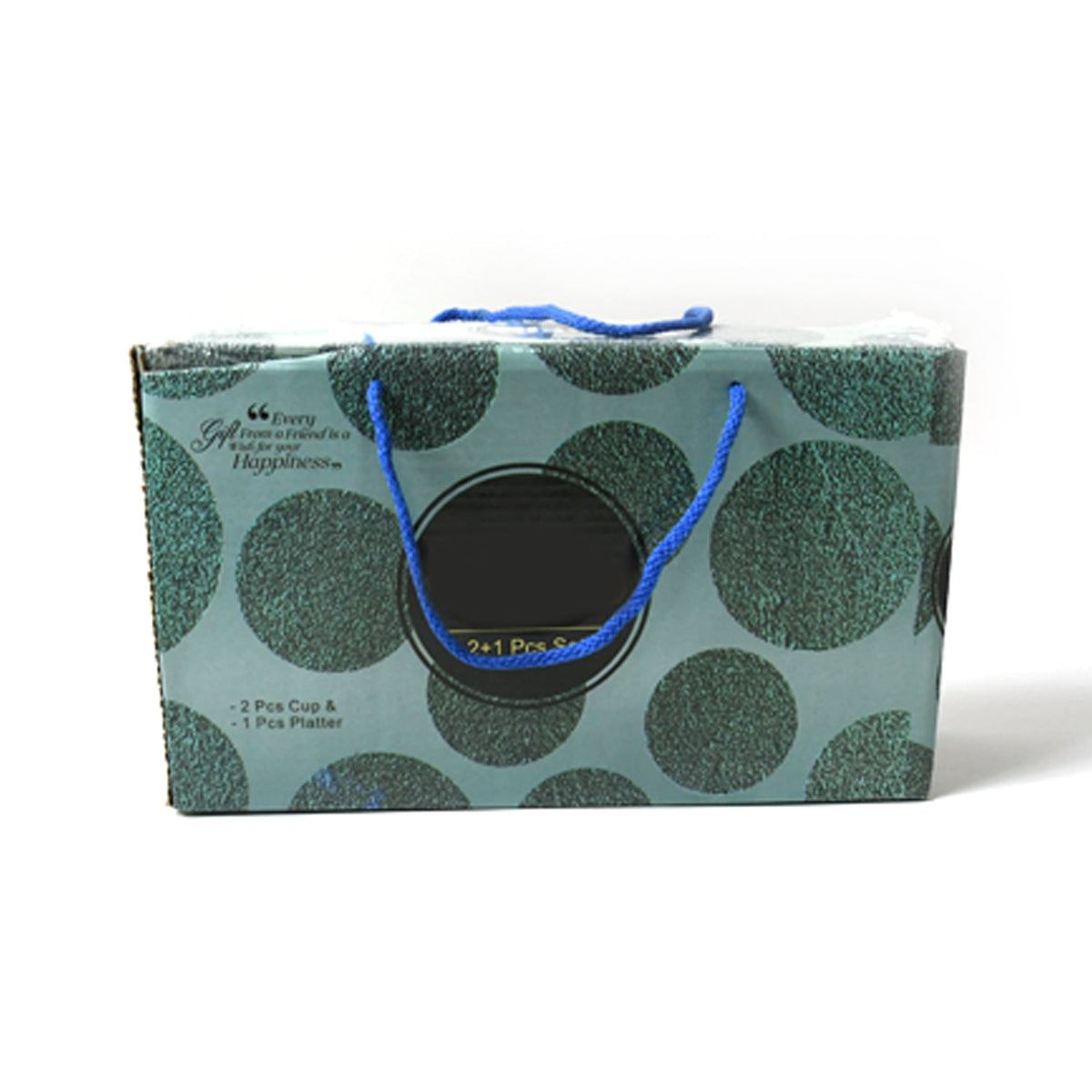 Ceramic Tea/Coffee Cup set – 3-Piece with Platter – detail view