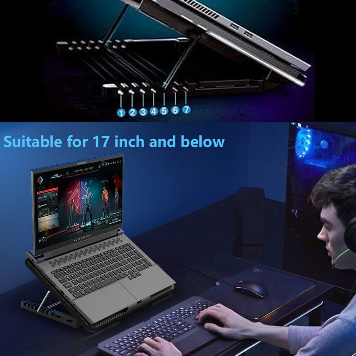 Laptop Cooling Pad – Dual Quiet LED Fans & Adjustable Stand – view 7