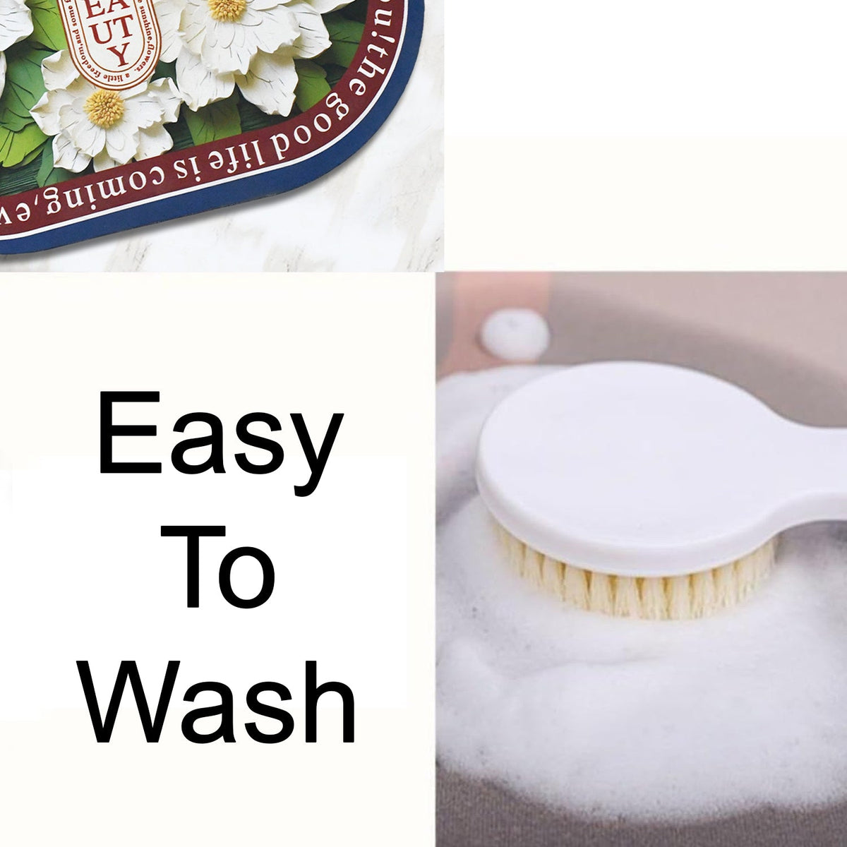 Absorbent Bath Mat – Quick-Dry Anti-Slip Floral Design – detail view