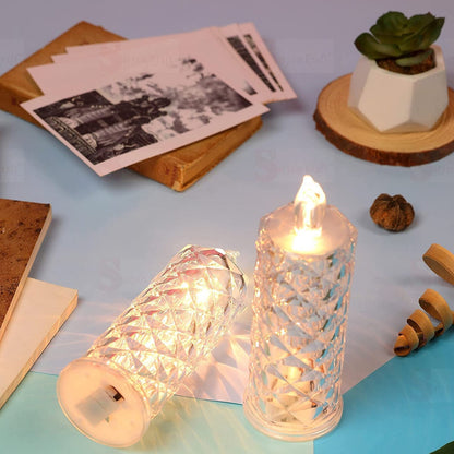 LED Rose Candle – Flameless Acrylic Decorative Lights – side view