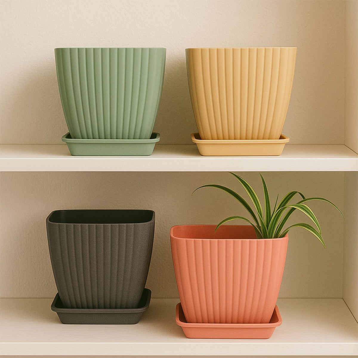Square Plastic Flower Pots set of 5 – Durable Lightweight – view 6