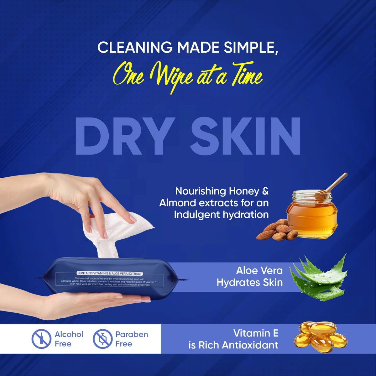 Face Wipes for Dry Sensitive Skin – Gentle Cleansing – close-up
