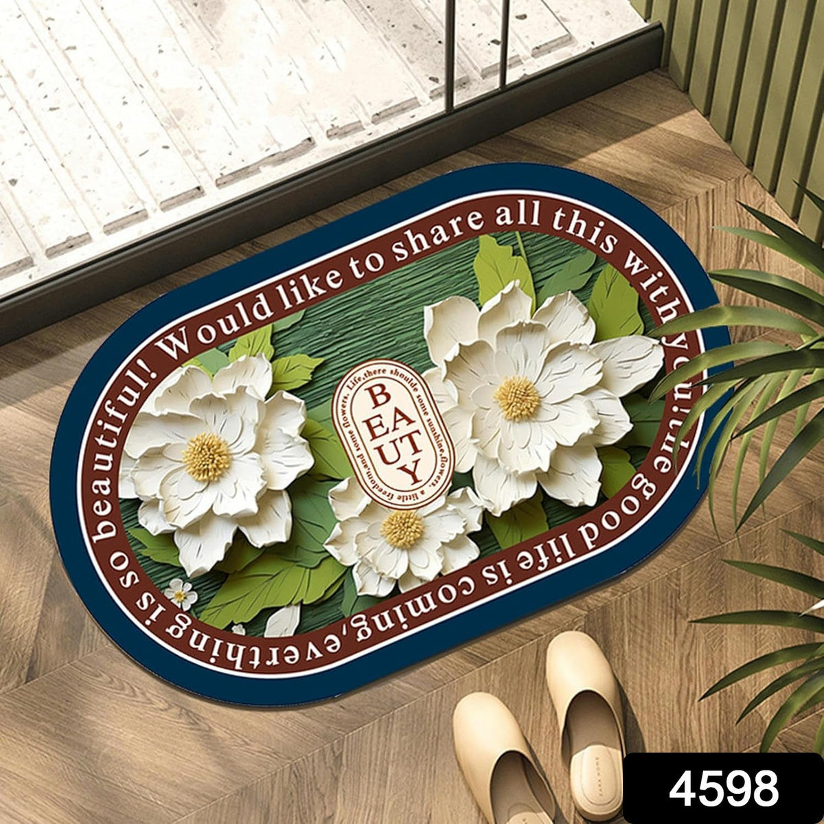 Absorbent Bath Mat – Quick-Dry Anti-Slip Floral Design – side view
