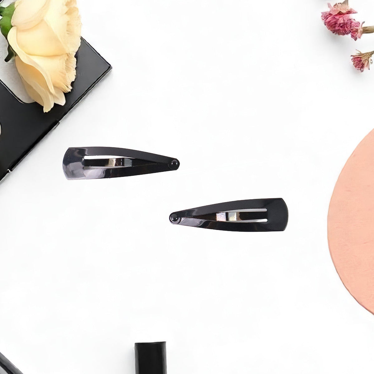 Metal Tik Tak Hair Clips – 12 pc Matt Black set – view 6