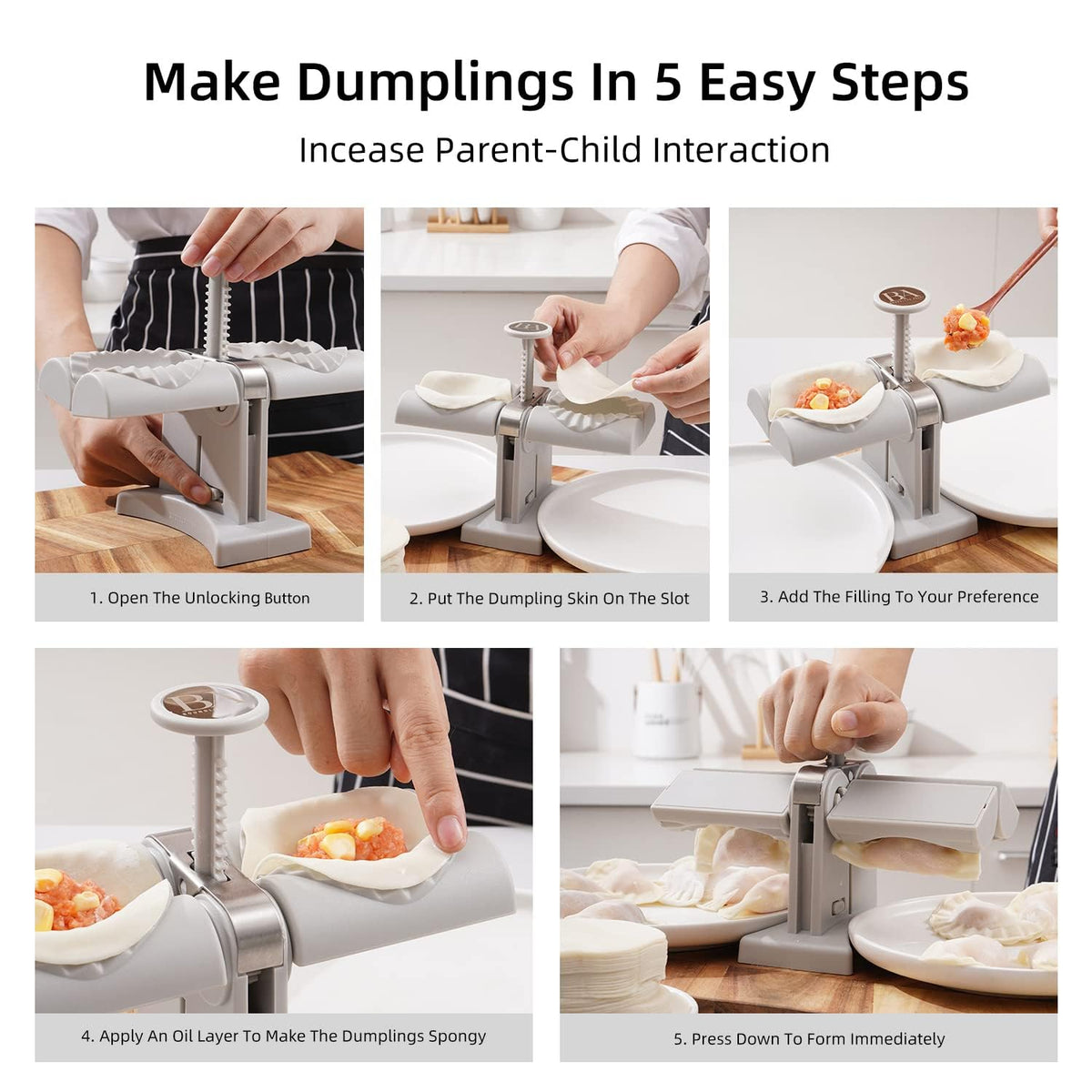 Dumpling Maker Mold – Double Head Easy Press Tool – detail view
