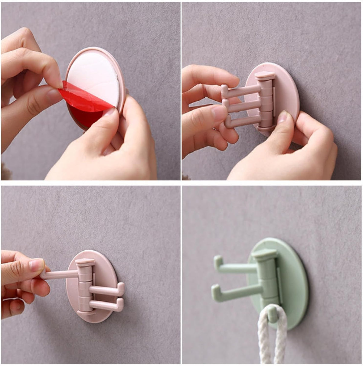 Punch-Free Sticky Hook – 3-Hook Rotating Organizer – view 15