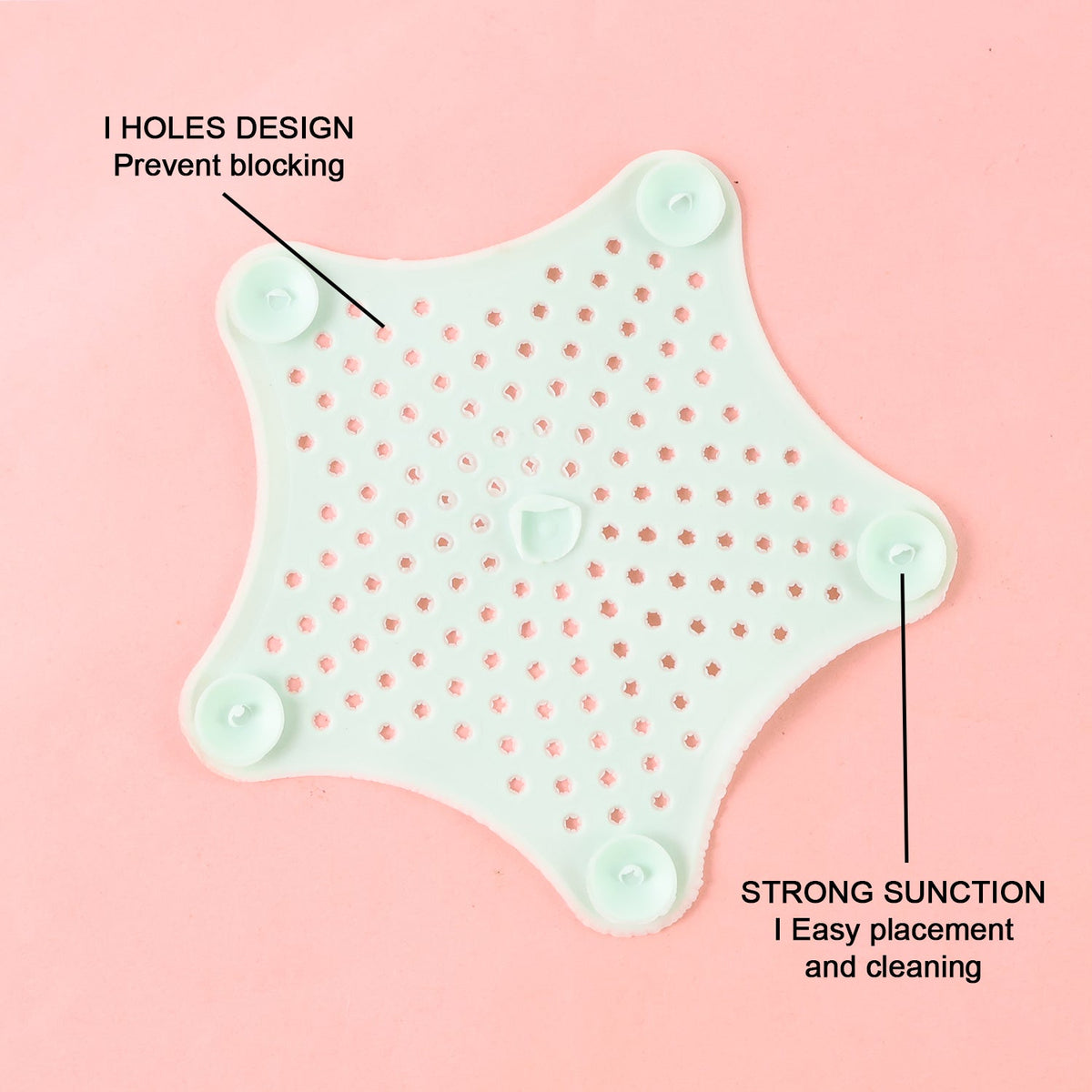 Silicone Star Shaped Sink Strainer – Mint Green Hair Catcher – view 6