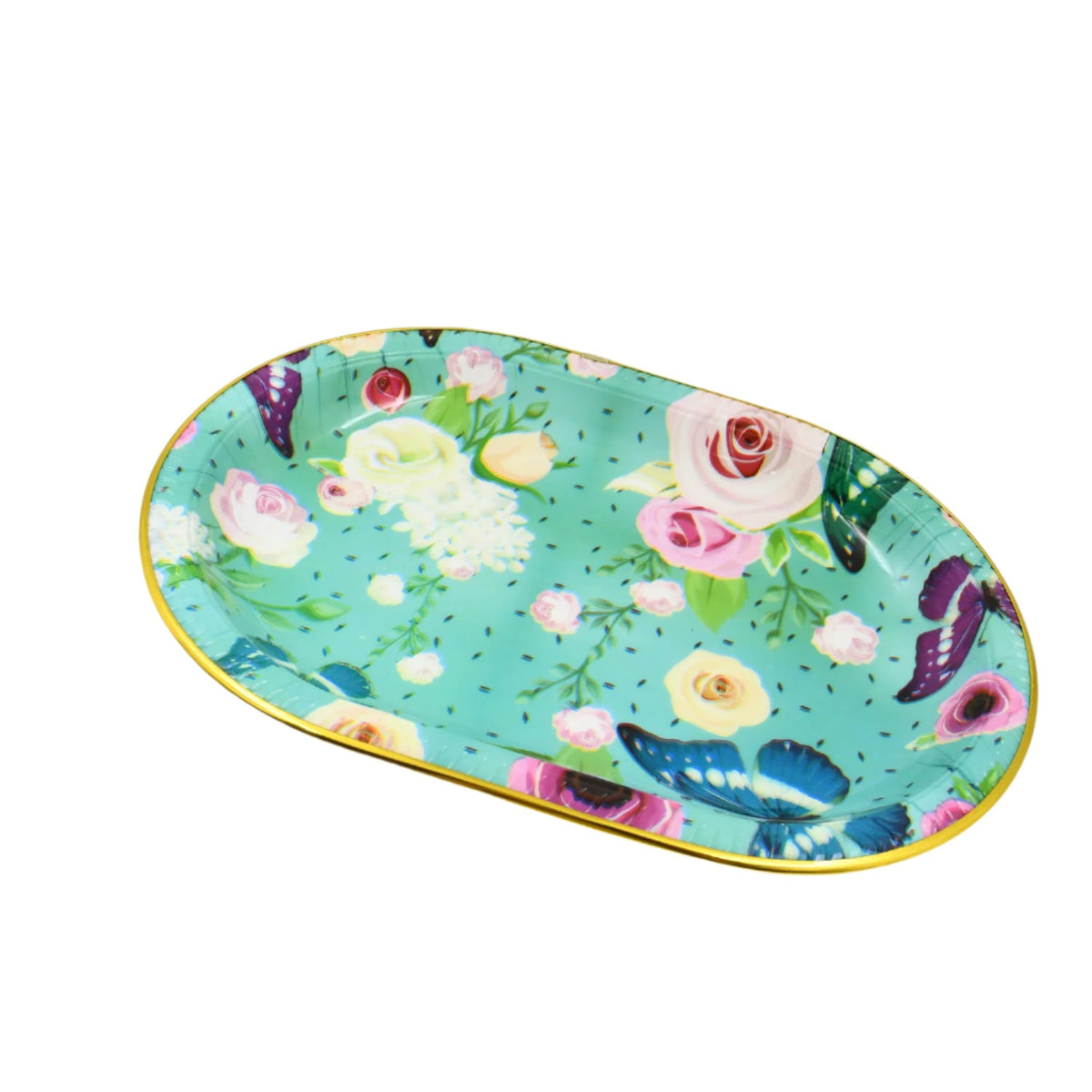 Plastic Serving Tray – Flower Print Design, 35x24cm – alternate view