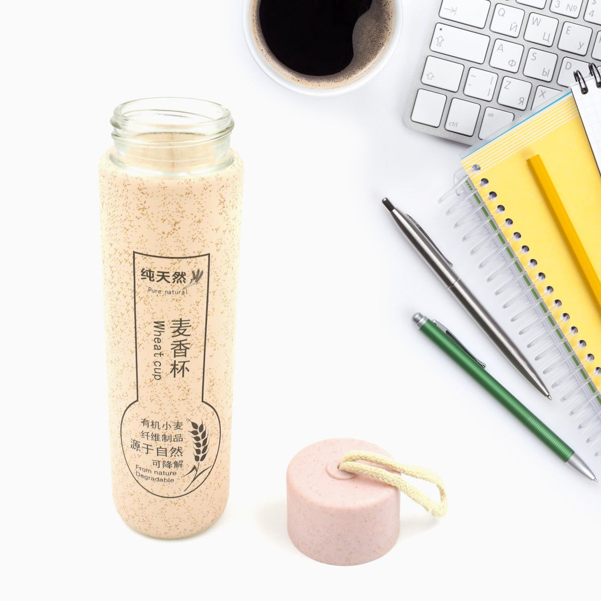Glass Water Bottle – 350ml Leak Proof & BPA Free – alternate view