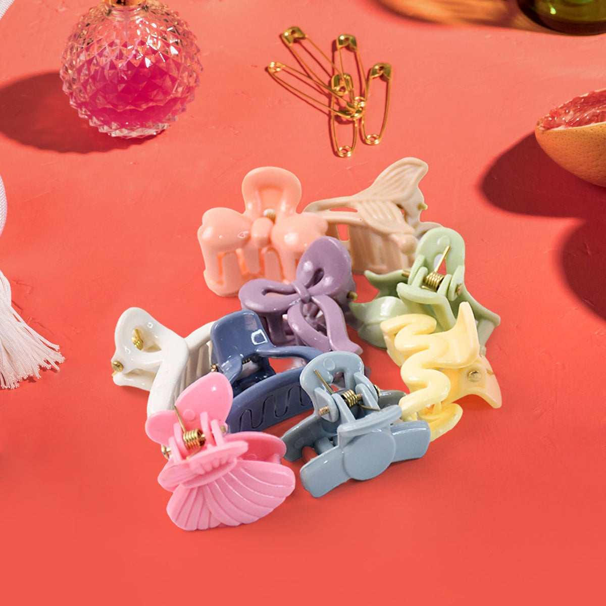 Kids Hair Clips – Multicolour Butterfly Mini Claw set – detail view