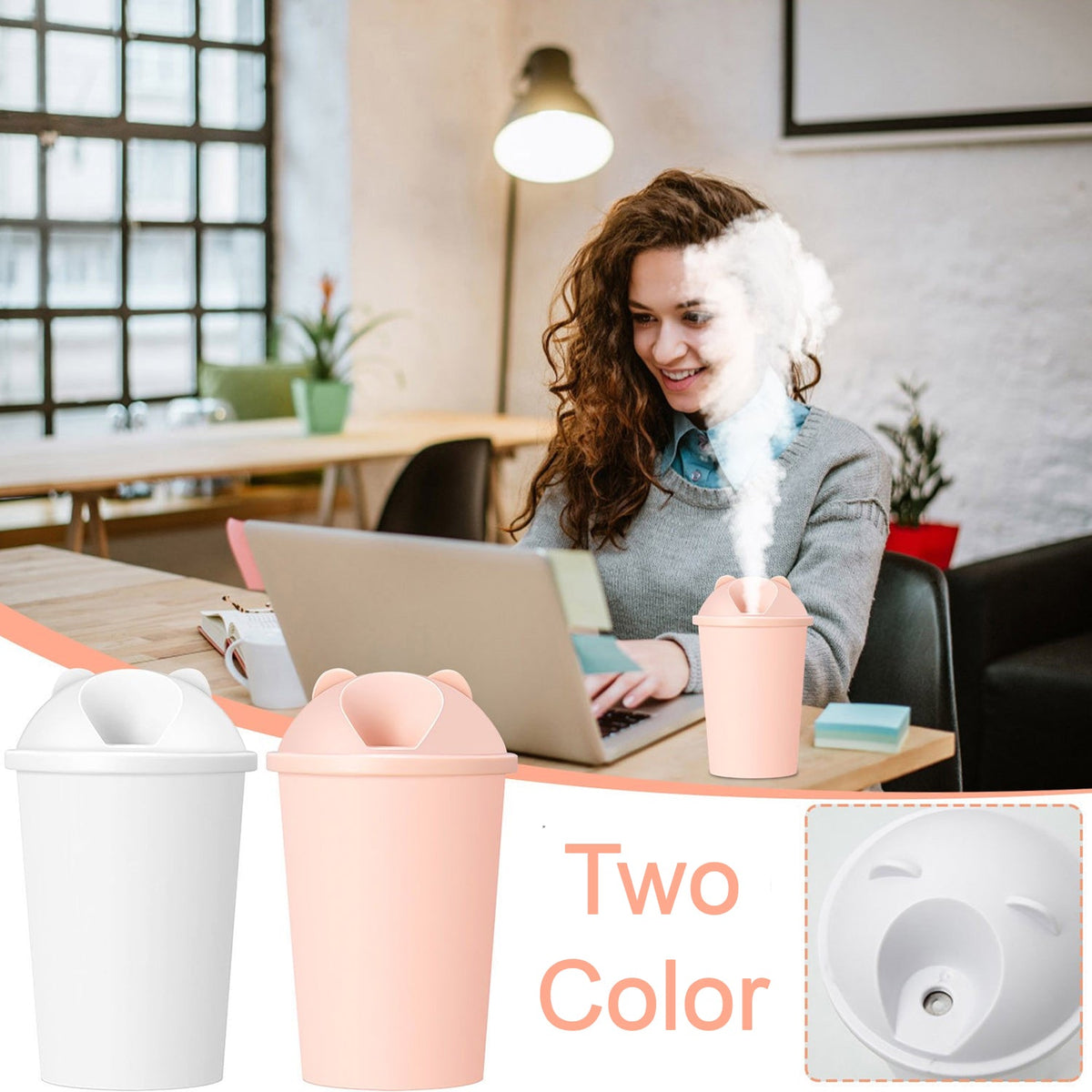 USB Humidifier – Cute Bear LED Air Mist Diffuser for Home – view 6