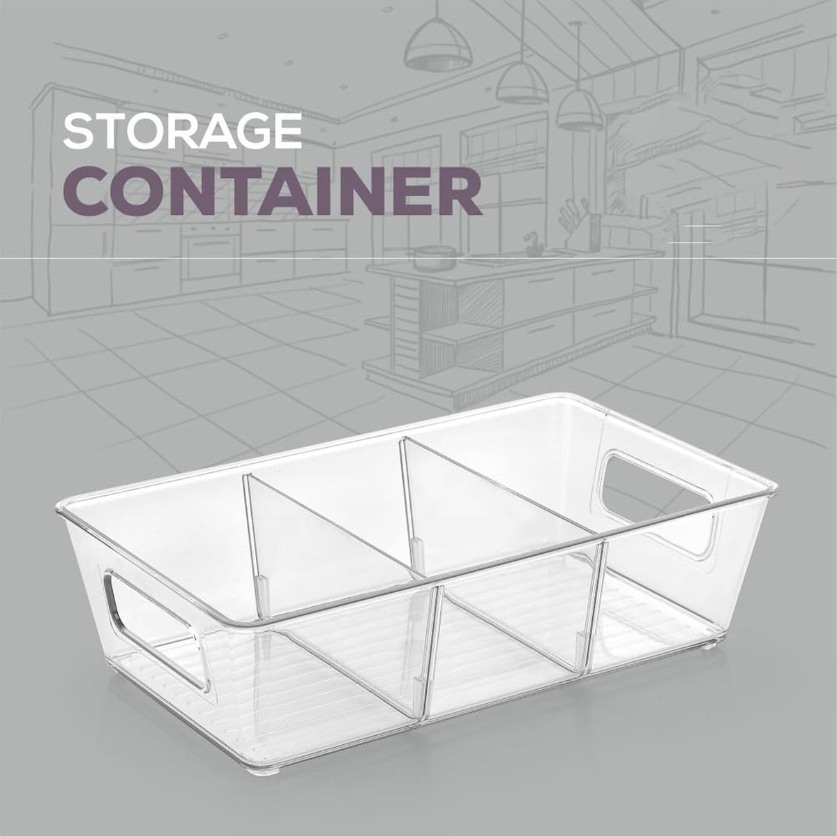 Refrigerator Organizer Bin – Clear Stackable with Handle – view 10