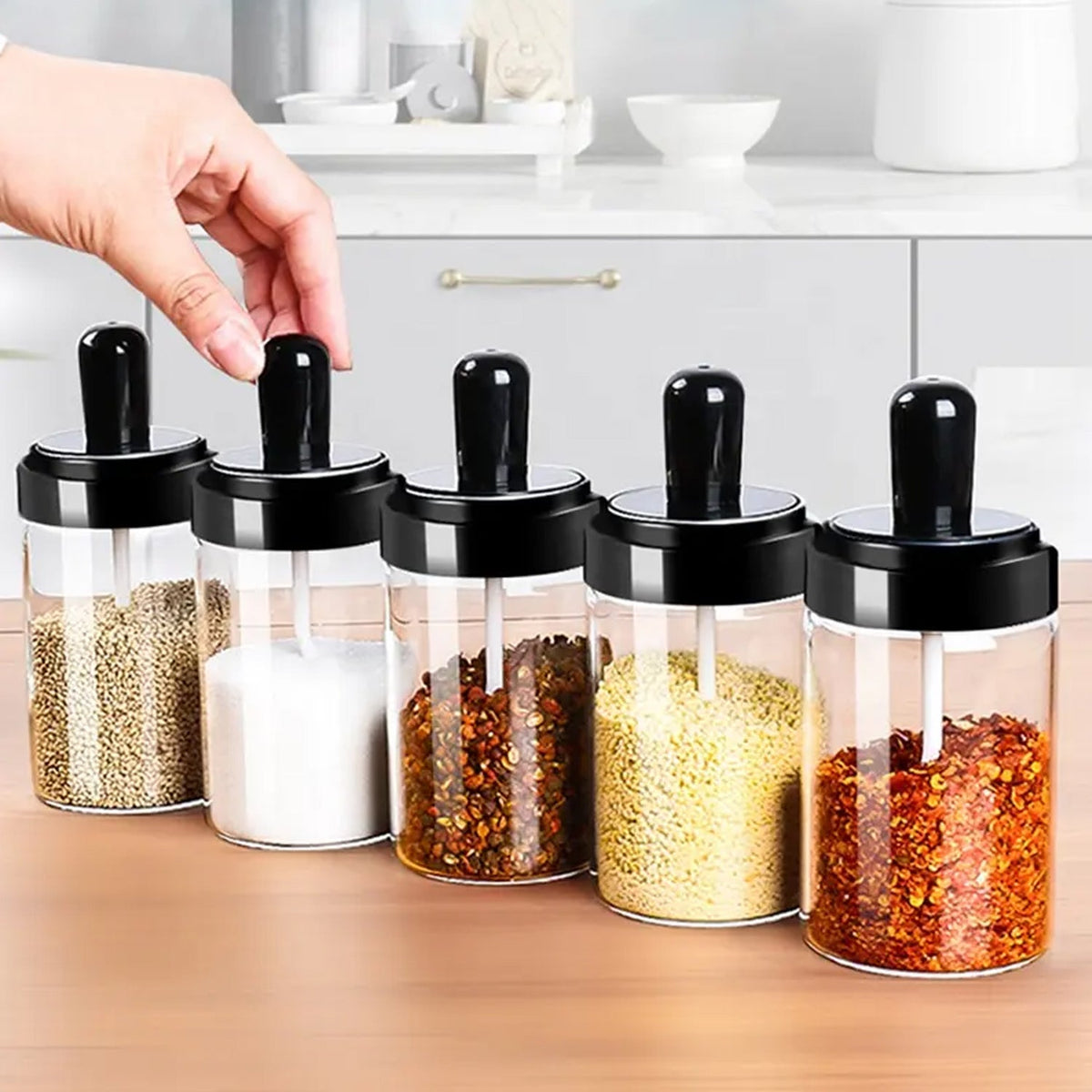 Glass Spice Jar – Attached Spoon & Leakproof Lid – view 6