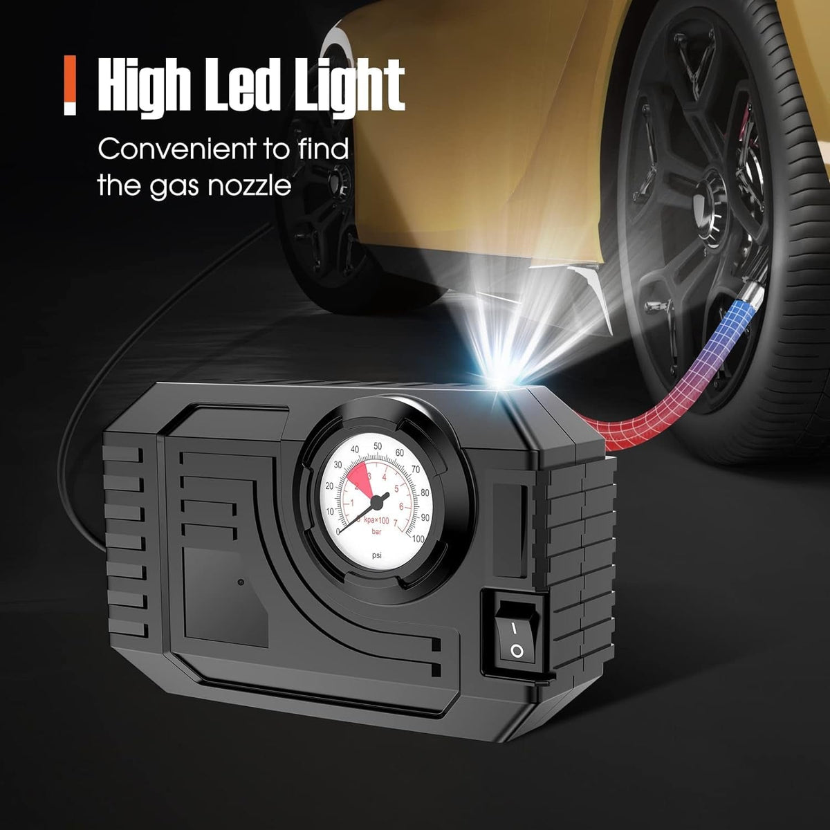 Portable Tire Inflator – 12V Air Compressor with Gauge – view 8
