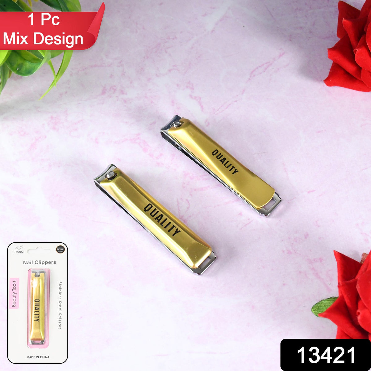 Folding Nail Clippers – Portable Stainless Steel with File – side view