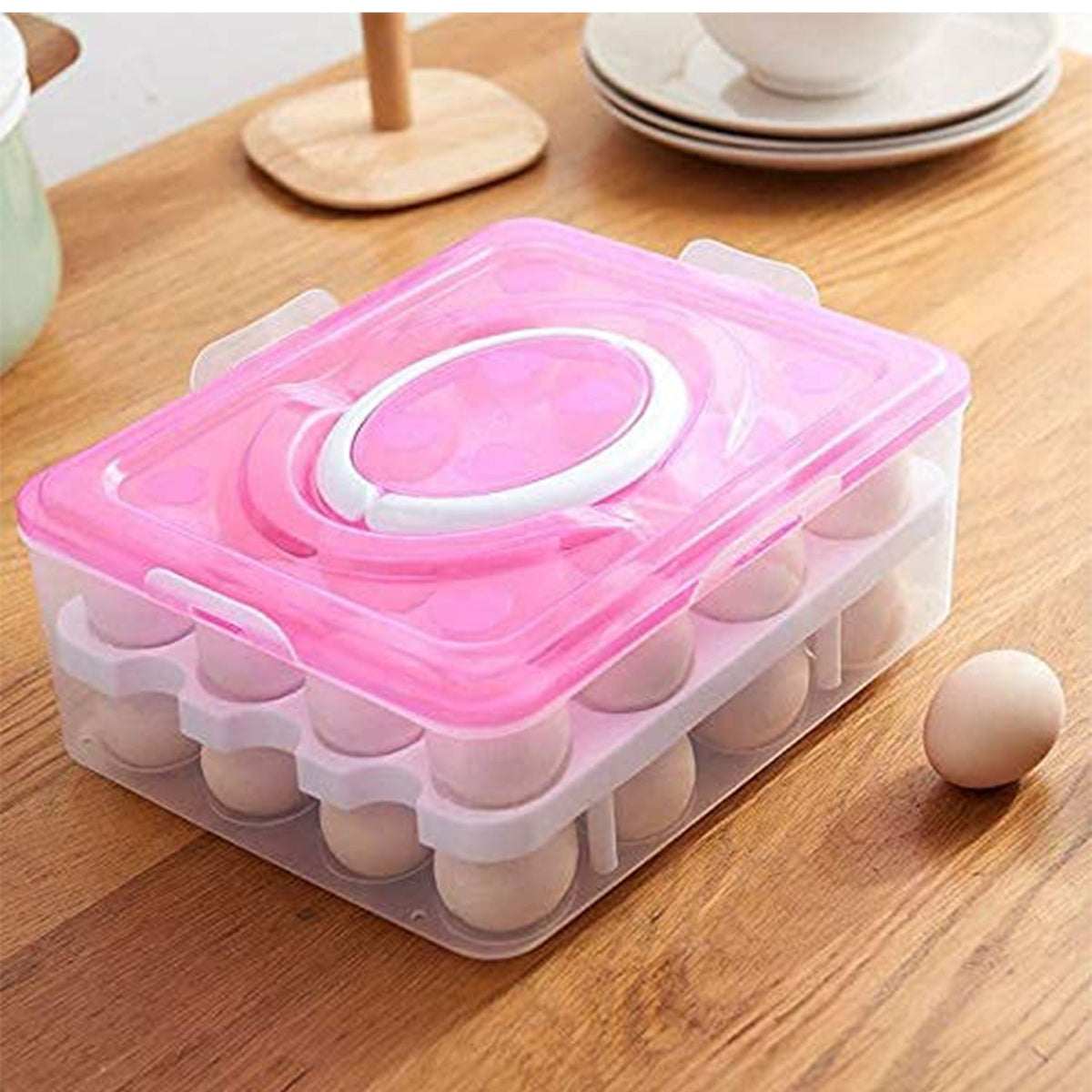 32-Grid Egg Tray with Lid & Handle – 2-Layer Egg Storage – view 7