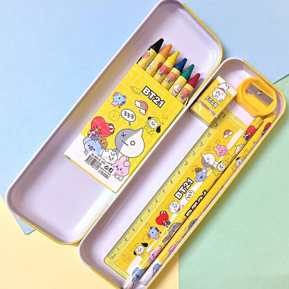Stationery Kit for Kids – 12 pc Metal Pencil Box set – detail view