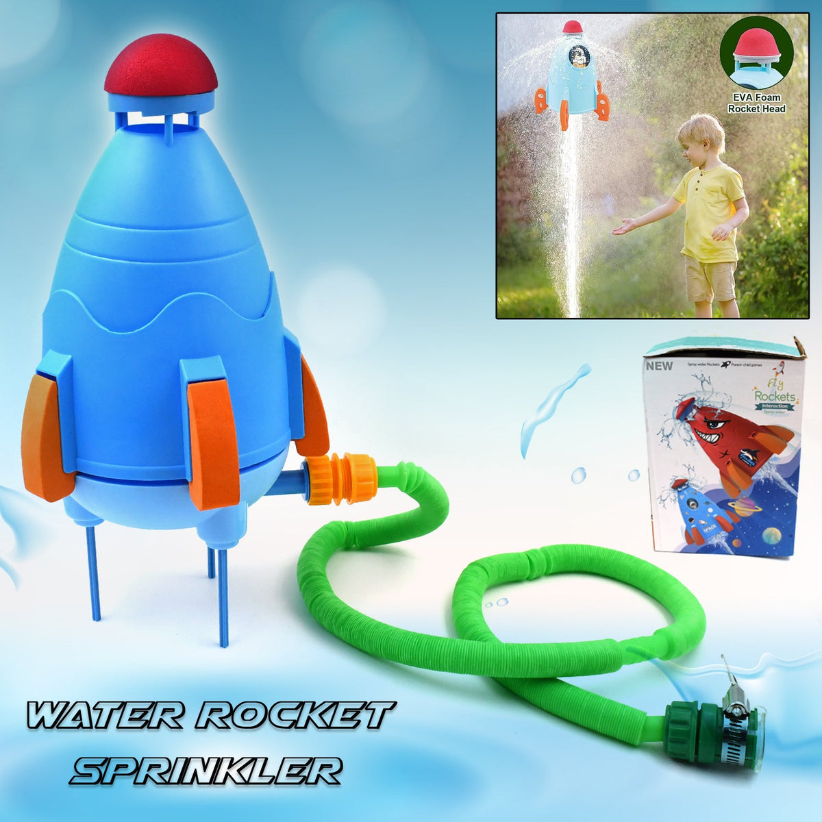 Water Rocket Sprinkler – 360° Rotating Fun for Kids – close-up