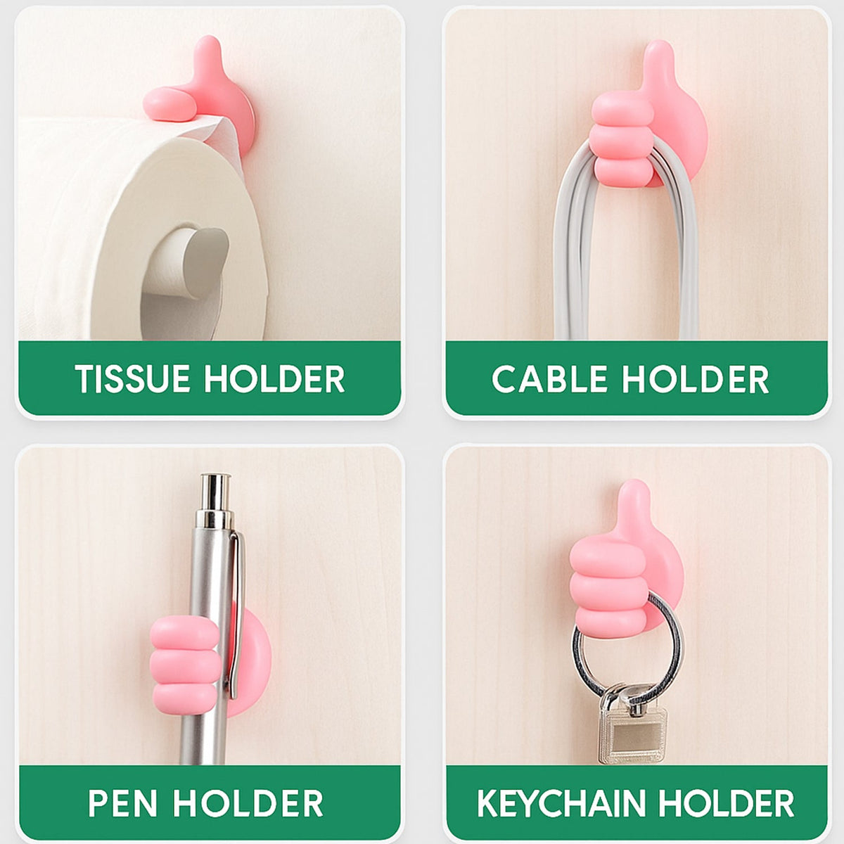 Hand-Shaped Wall Clip Holder – Pink Silicone Cable Organizer – view 6