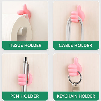 Hand-Shaped Wall Clip Holder – Pink Silicone Cable Organizer – view 6
