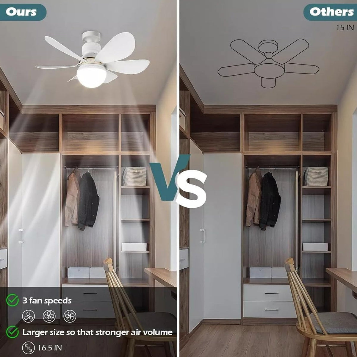 LED Ceiling Fan – Remote Control, Triple Light – view 7