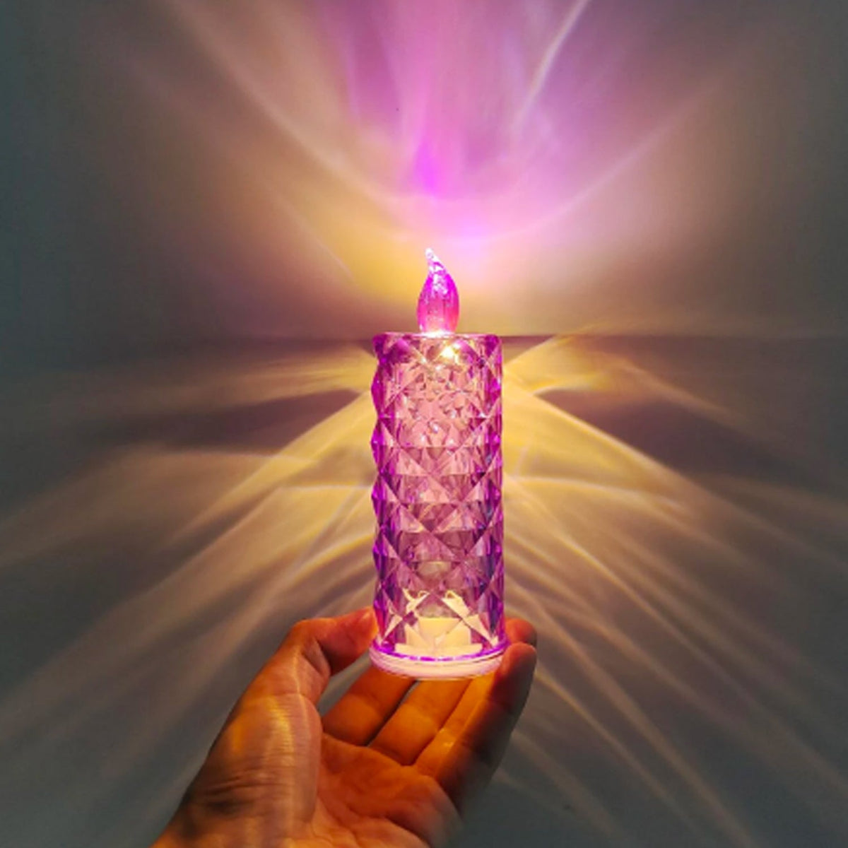 Crystal Candlelight – Multicolor Decorative Candle – close-up