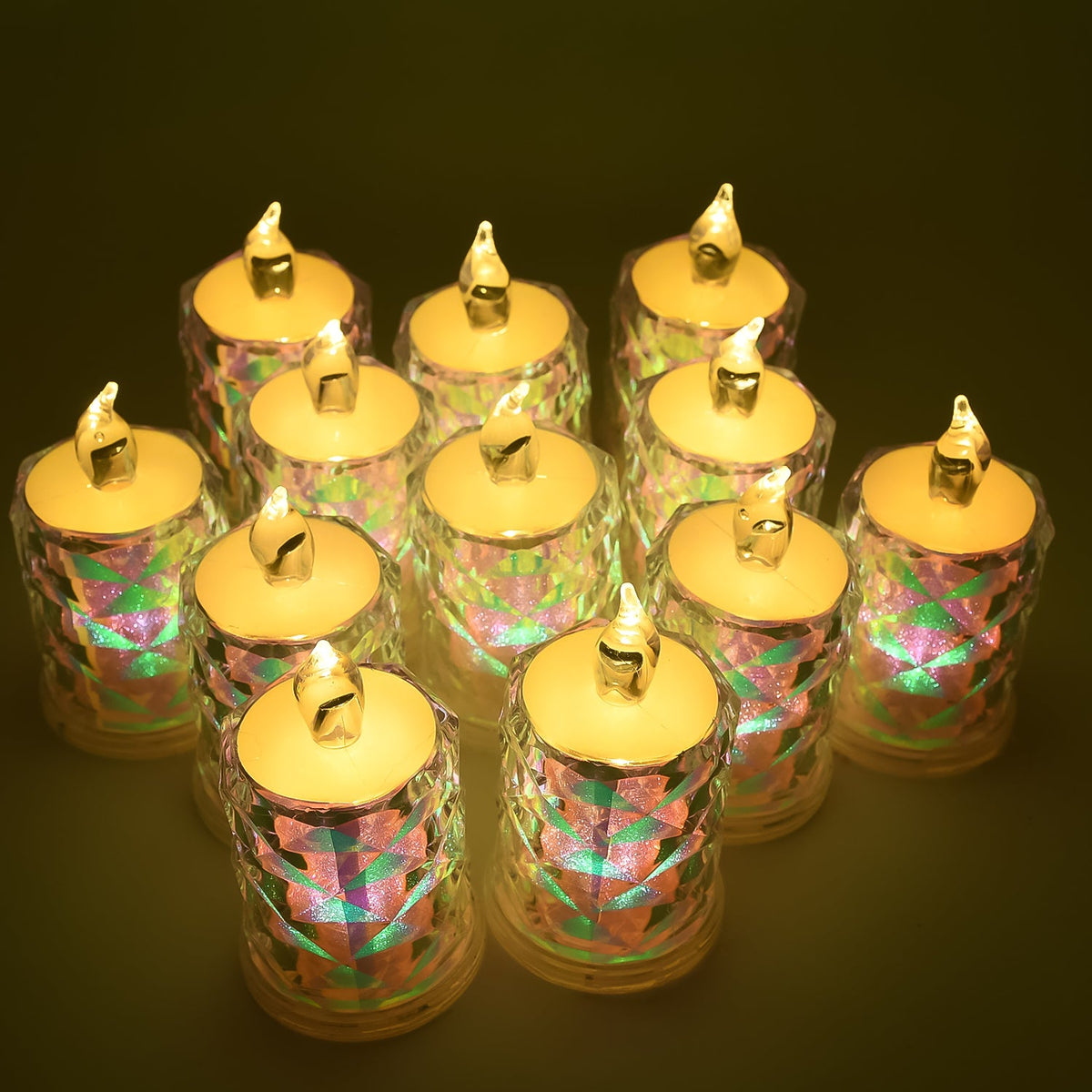 LED Tealight Candles 12 Pack – Flameless Diwali Decor – close-up