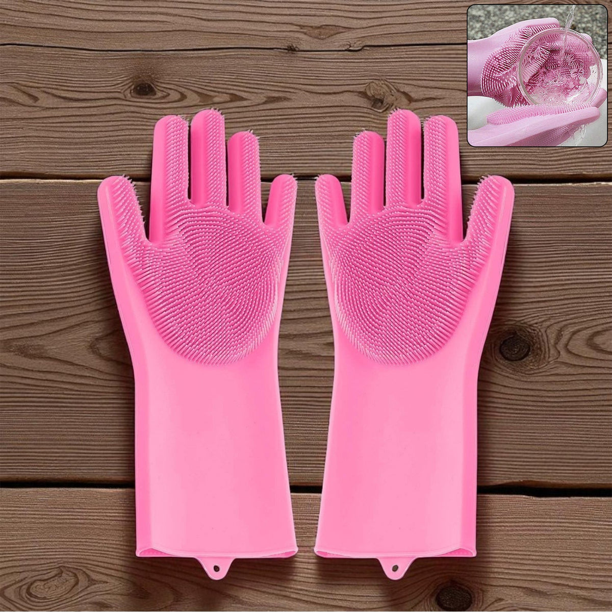 Silicone Cleaning Gloves – Multicolor Reusable Scrubber – side view