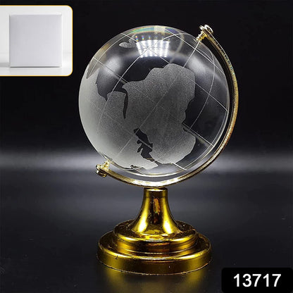 Crystal World Globe with Golden Stand for Desk Decor – side view