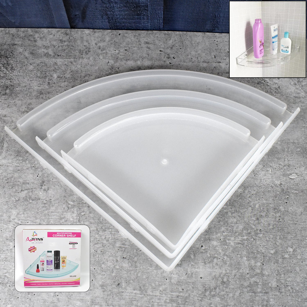 Plastic Corner Shelf set – 3 pcs Wall Mounted