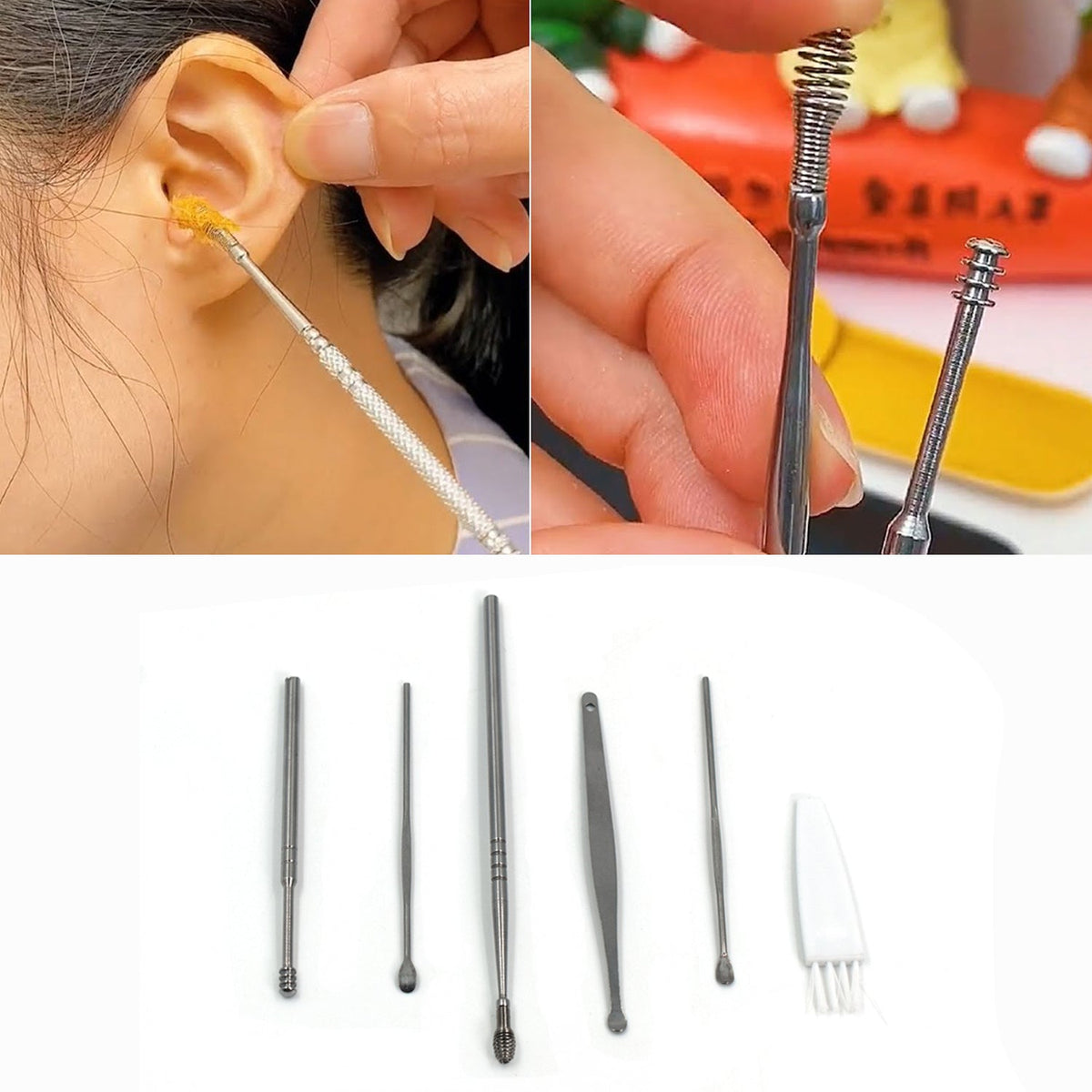 Earwax Removal Kit – 6-Piece Stainless Steel set – detail view