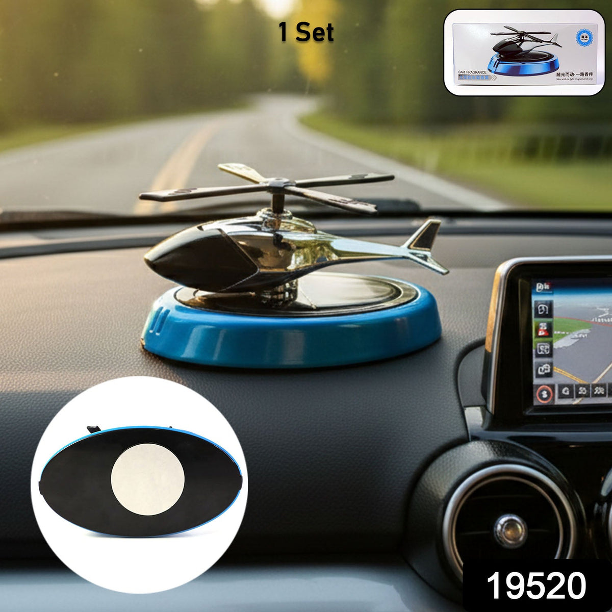 Helicopter Car Air Freshener – Stylish Rotating Dashboard – side view