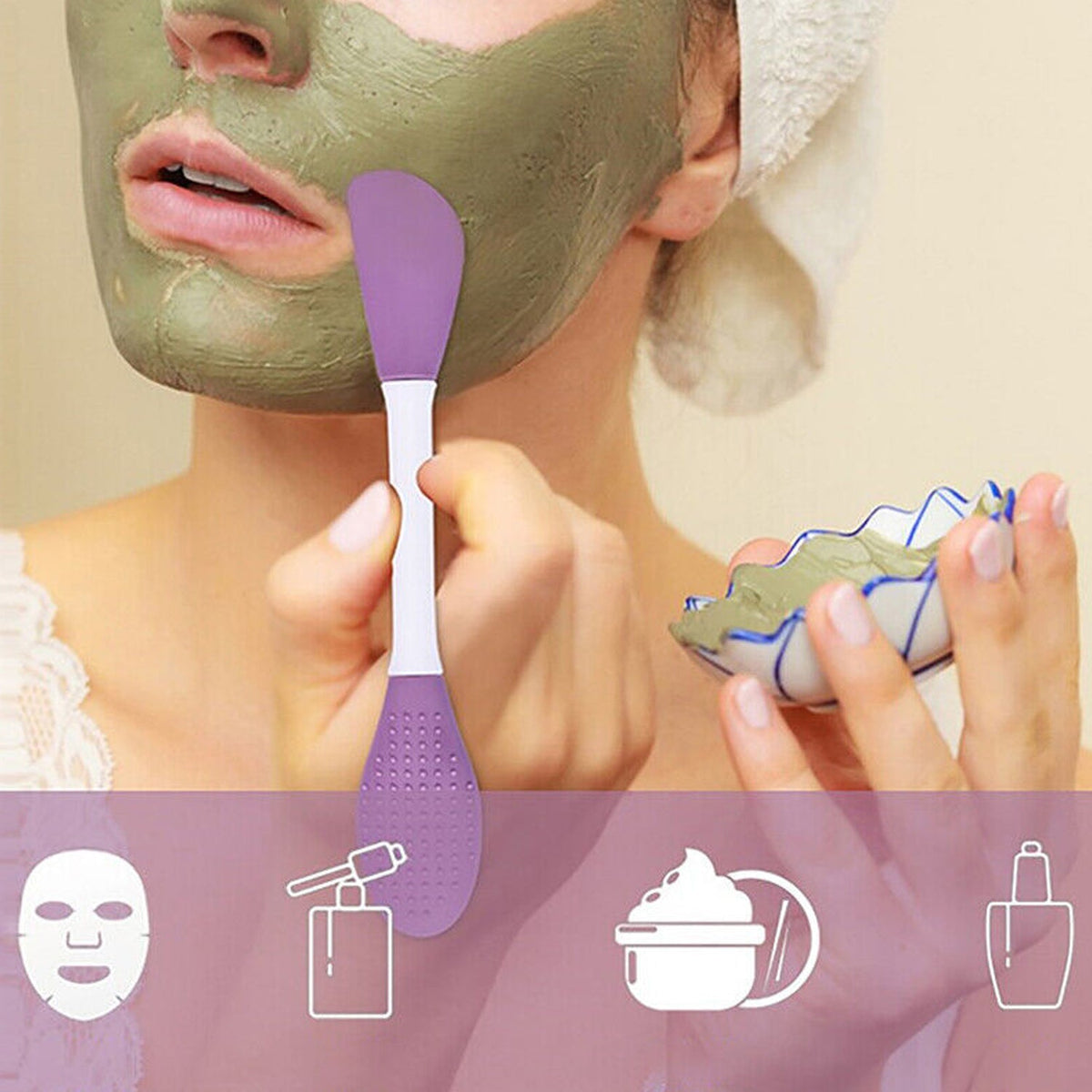 Double-Headed Silicone Mask Brush – Facial Cleansing – close-up
