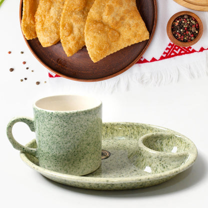Ceramic Tea/Coffee Cup set – 3-Piece with Platter – view 7