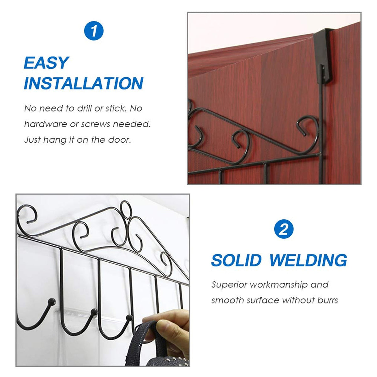 Over Door Hanger Rack – 7 Hooks Metal Organizer – view 7