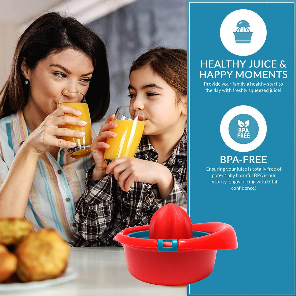 Orange Hand Press Juicer – Durable & Easy Clean – alternate view