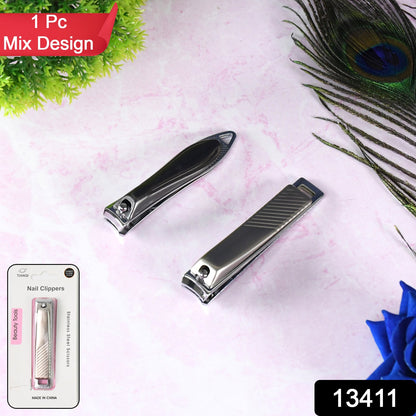 Folding Nail Clippers – Stainless Steel with File – side view