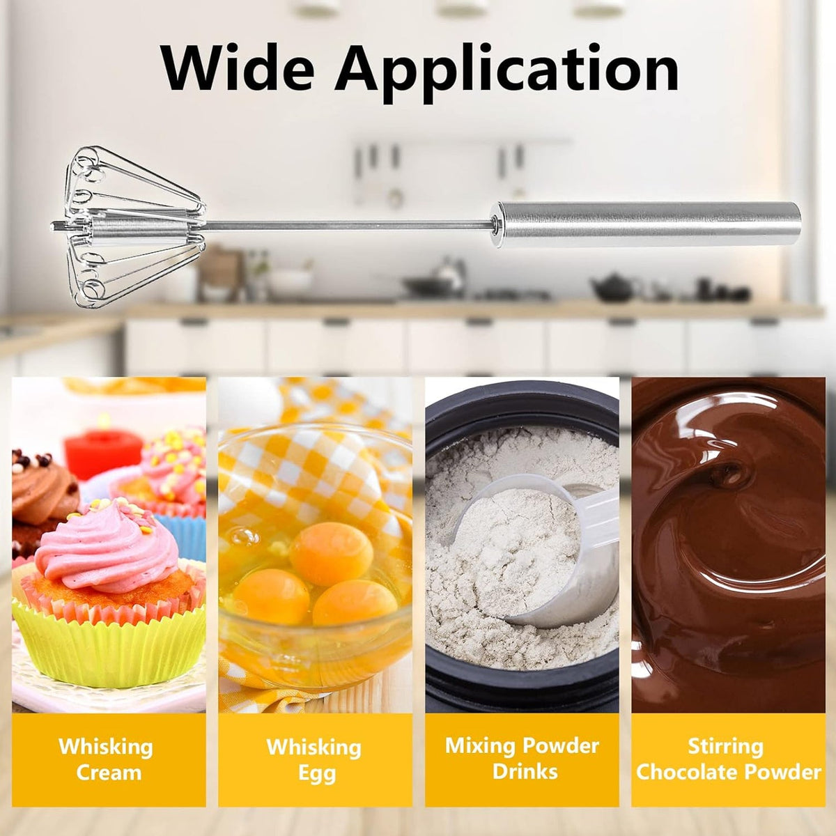 Stainless Steel Egg Whisk – Hand Push Rotary – view 10
