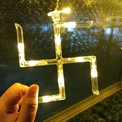 Swastik Om LED String Lights – 12 Props for Diwali Decor – close-up