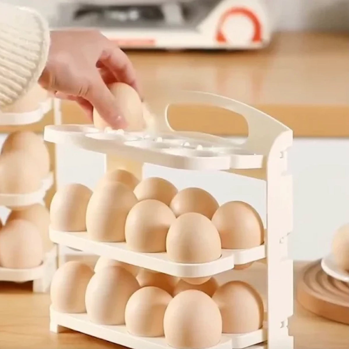 Foldable Egg Tray – 24-Grid Refrigerator Organizer – close-up