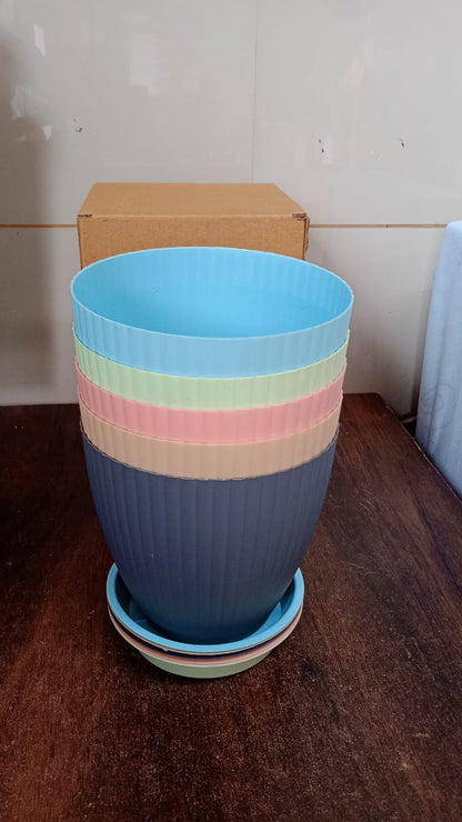 Plastic Flower Pot set – 5 Durable Planters with Trays – view 9